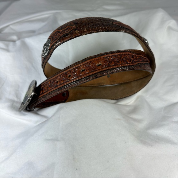 Buckles of America Mexico USA flag buckle with croc pattern leather belt 38 - Picture 5 of 12